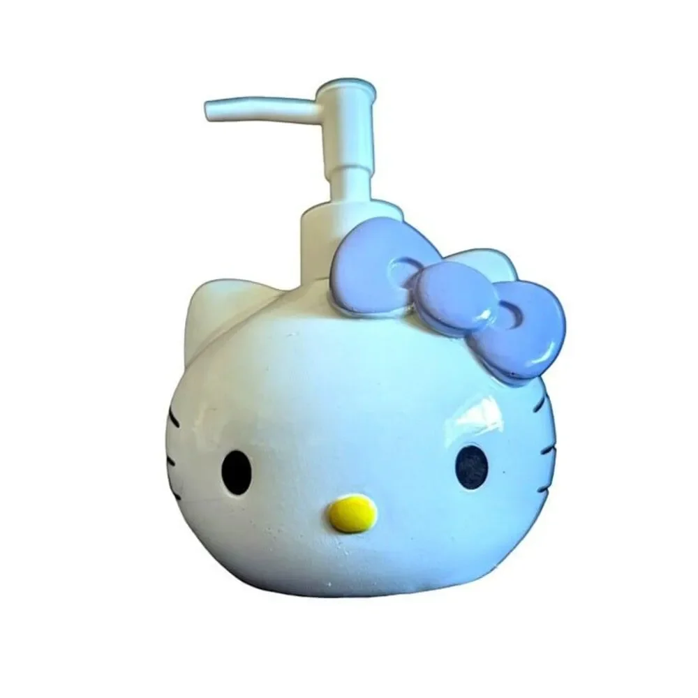 Hello Kitty Soap Dispenser White Purple Bow Plastic Design 6 x 4 x 3.5 inch